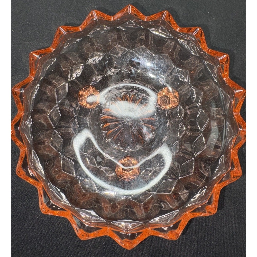 Vintage Fostoria Pink Depression Glass Footed Bowl Sawtooth Candy Dish Bowl 6x2"